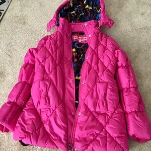 Pink puffer jacket for girls